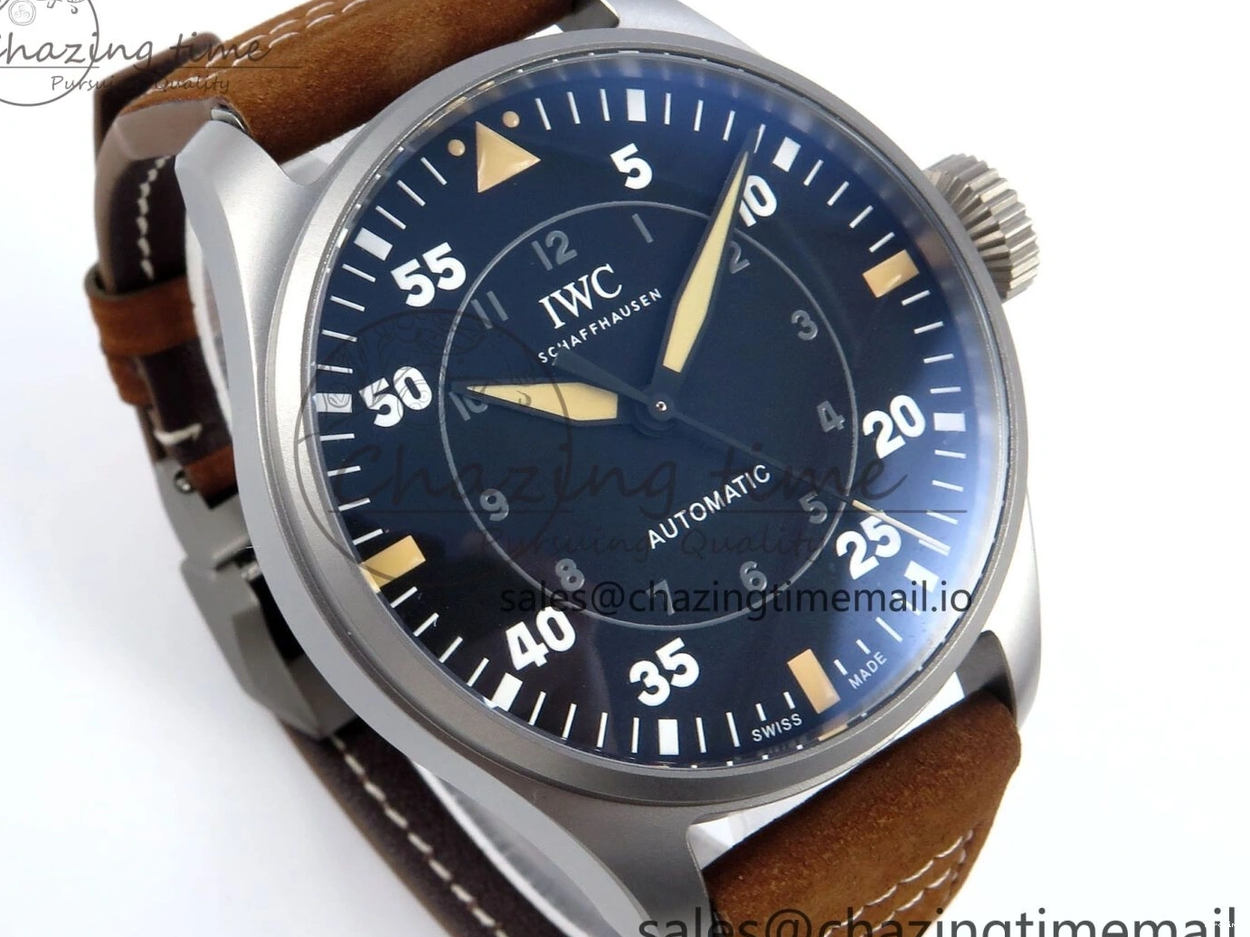 MIROTIME 0225 Big Pilot IW329701 M+F 1:1 Best Edition Black Dial on Brown Leather Strap MY RelaxedFit 7005